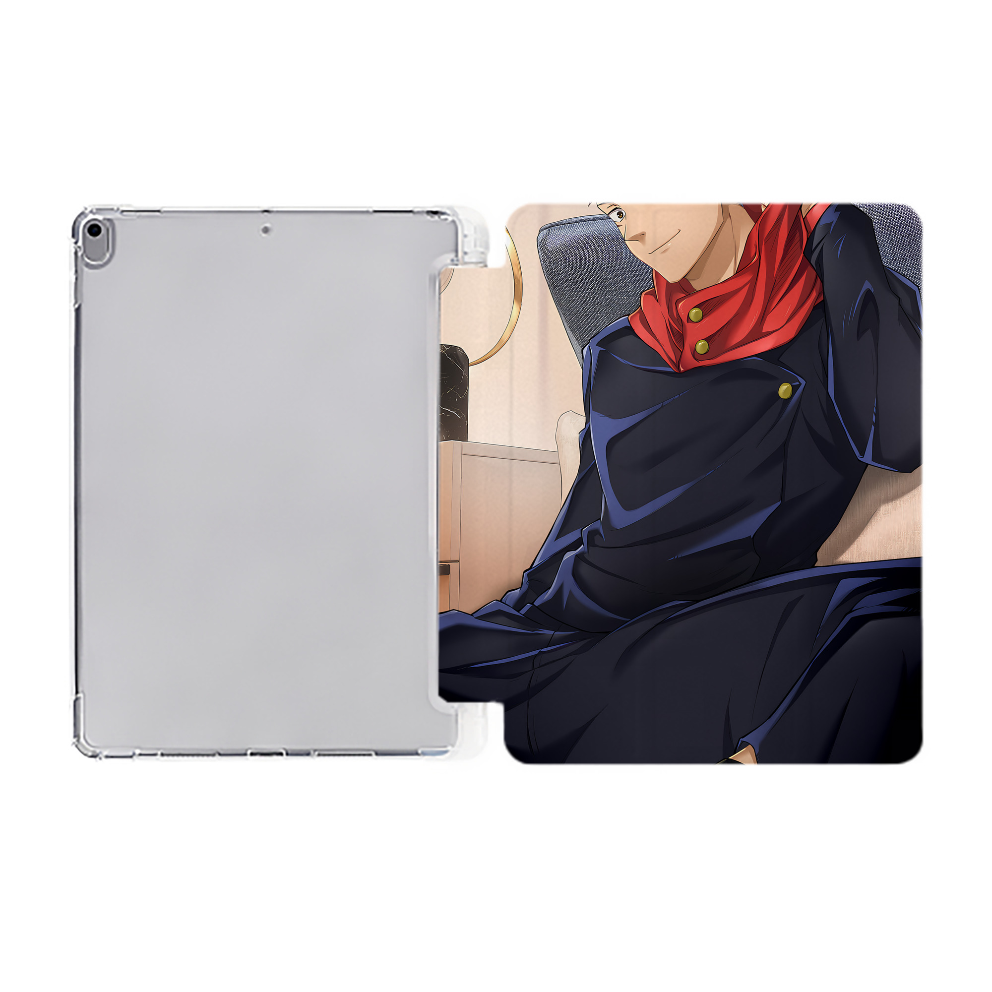 （画像用） 呪術廻戦 Jujutsu Kaisen IPad ケース ペン収納付き 三つ折りスタンド PUレザー×シリコン 対応機種9.5/10.5/10.9インチ
